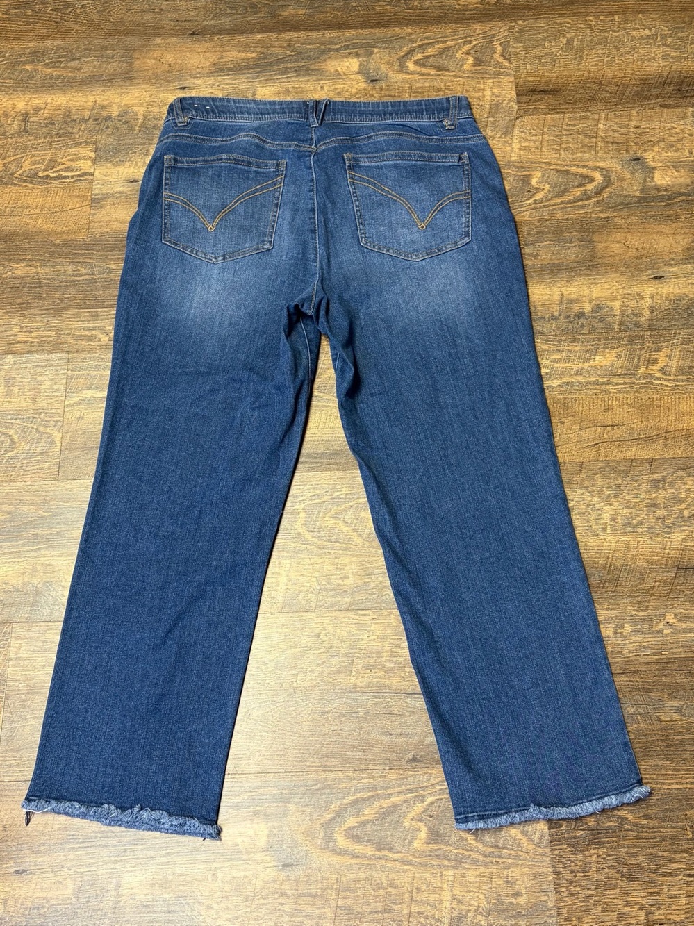 Democracy Ab Technology Jeans Womens 16 Cropped Straight Leg Raw Hem Stretch - Picture 6 of 9